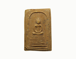 Amulets, Somdej Thai buddha amulet isolated on white background.