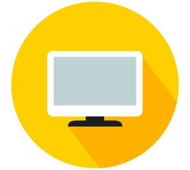 Illustrations for design, elements and concepts of business, office work, marketing, study, seo. Round vector flat icons with long shadow for web and mobile applications, flat screen tv with shadow