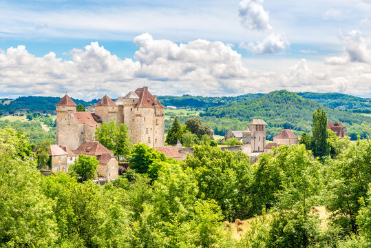 View at the Castle des Plas in Curemonte - France