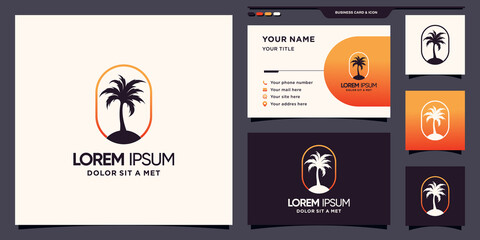 Palm tree logo with modern concept and business card design