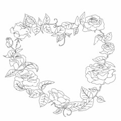 薔薇で作られたハートマークの装飾枠