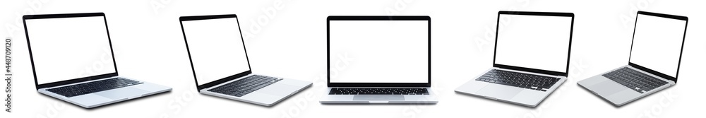 Canvas Prints collection of laptop computer or notebook with blank screen isolated on white background