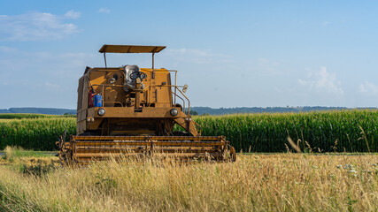 Combine harvester in the field