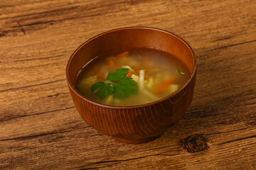 Tasty chicken soup with carrot