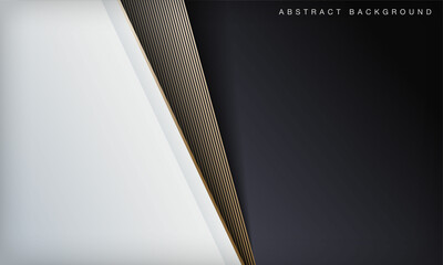 Obraz premium Black and white background. Modern golden line stripes curve abstract presentation background. Luxury paper cut concept.