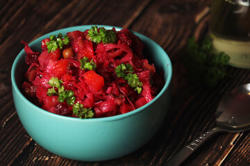 Russian traditional vegetable salad Vinegret