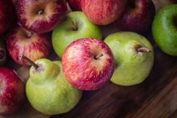 Apples and Pears on Natural wood