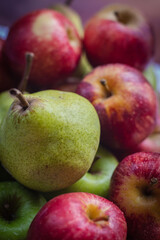 Apples and Pears on Natural wood