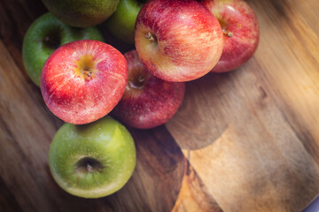Apples and Pears on Natural wood