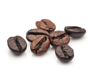 Coffee beans on white background.