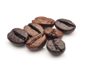 Coffee beans on white background.