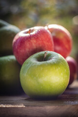 Apples and Pears on Natural wood
