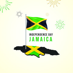 Independence Day Jamaica flag abstract design