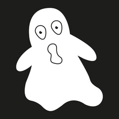 Simple flat ghost illustration. Halloween vector icon. Cute cartoon characters.