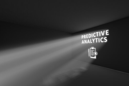 PREDICTIVE ANALYTICS rays volume light concept 3d illustration