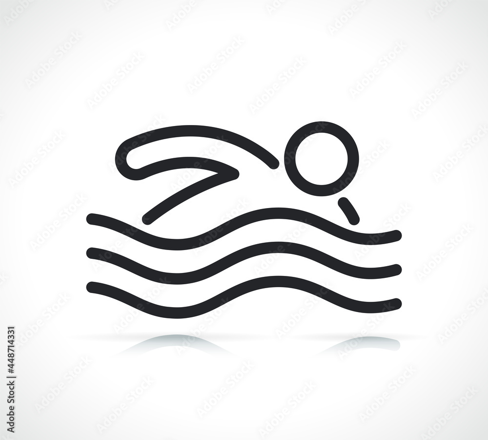 Wall mural swimming thin line icon isolated