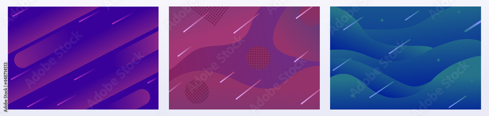 Wall mural set of modern colorful abstract gradient wavy geometric backgrounds. concept of plain backgrounds fo