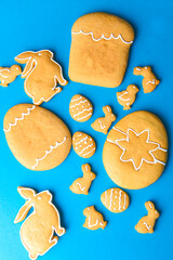 Collection of traditional handmade easter gingerbread cookies.