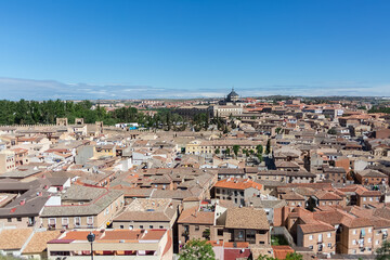 Fototapeta na wymiar Majestic panoramic view Toledo city downtown, full urban out at the fortress