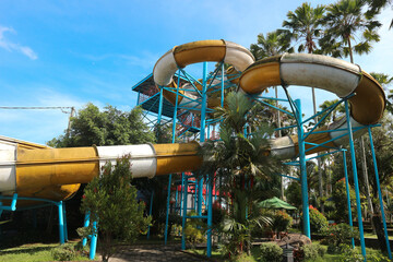 a swimming pool slide with a height of 30 meters, located at the Umbul swimming pool tour