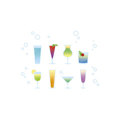 カクテル イラストセット 白背景