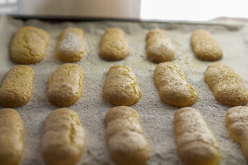 homemade italian savoiardi biscuits, lady fingers