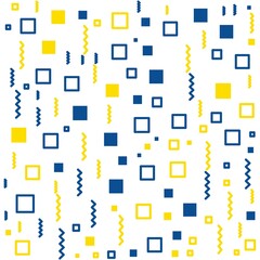 Yellow and blue geometric squares, zigzag background. Abstract pattern background. Shapes pattern. Colorful wrapping paper.