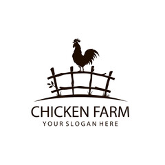 emblem of rooster on fence isolated on white background © Alexkava