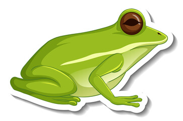 A sticker template with a green frog isolated