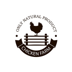 Fototapeta na wymiar emblem of chicken on fence isolated on white background