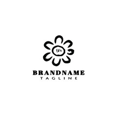 flower logo icon cartoon design template vector