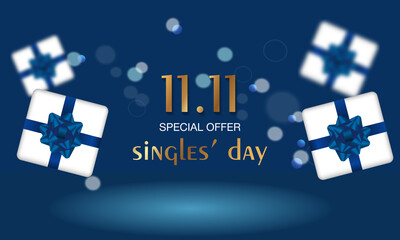 Singles Day Sale Day Holiday Banner - November 11 Chinese Shopping Day Sale - 11.11.