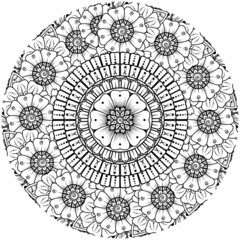 Mehndi flower for henna, mehndi, tattoo, decoration. decorative ornament in ethnic oriental style. doodle ornament. coloring book page.