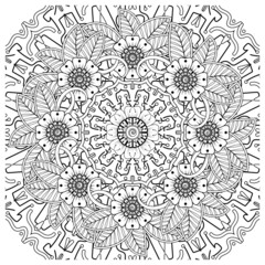Mehndi flower for henna, mehndi, tattoo, decoration. decorative ornament in ethnic oriental style. doodle ornament. coloring book page.