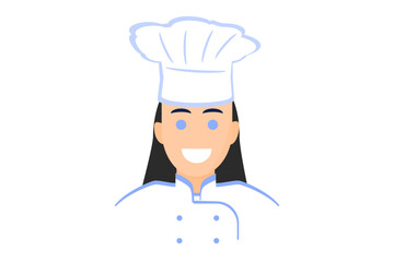 cook with smile concept, young smiling female kitchen professional chief