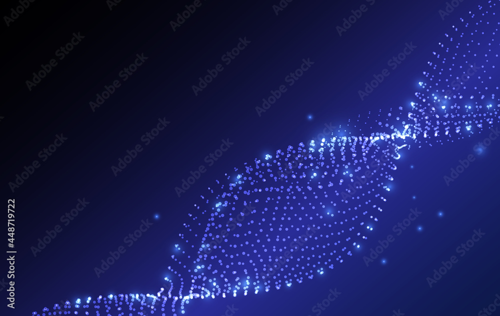 Poster digital wave with meny dots. abstract backdrop of dynamic wave. technology or science banner.