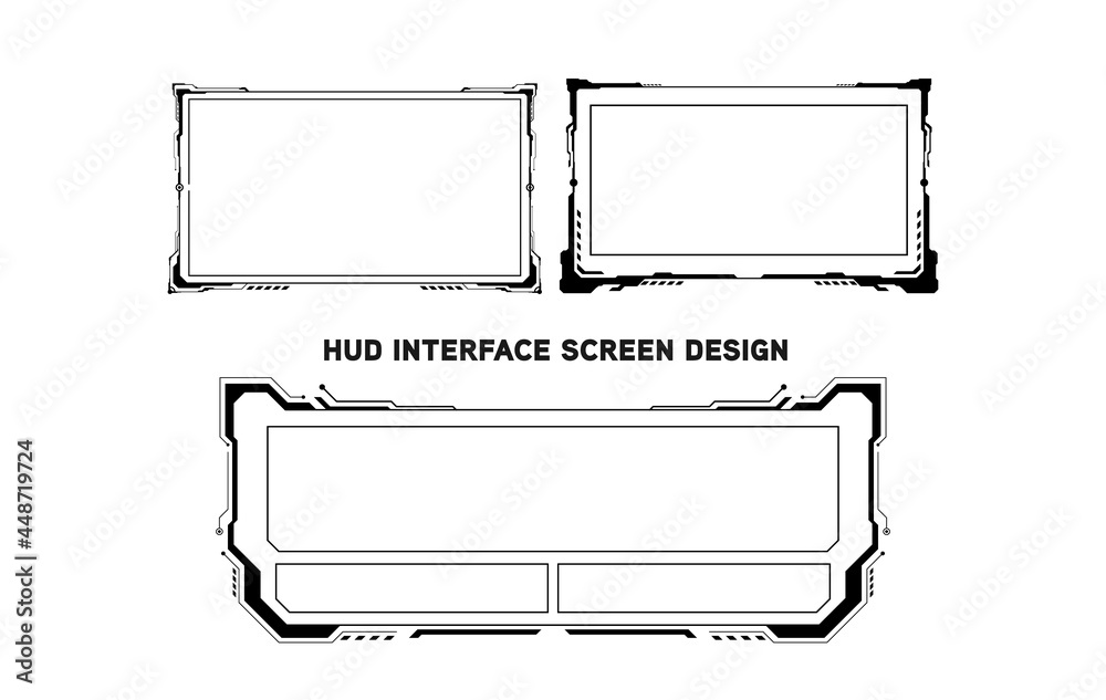 Poster futuristic hud interface screen design. digital callouts titles. hud ui gui futuristic user interfac