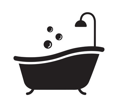 recommend clip art: Bathtub with shower icon, bathroom sign design vector 