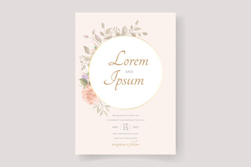 Soft floral and leaves wedding invitation card design
