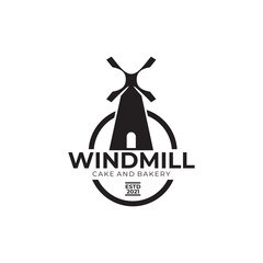 Wind mill logo design for bakery and cake shop