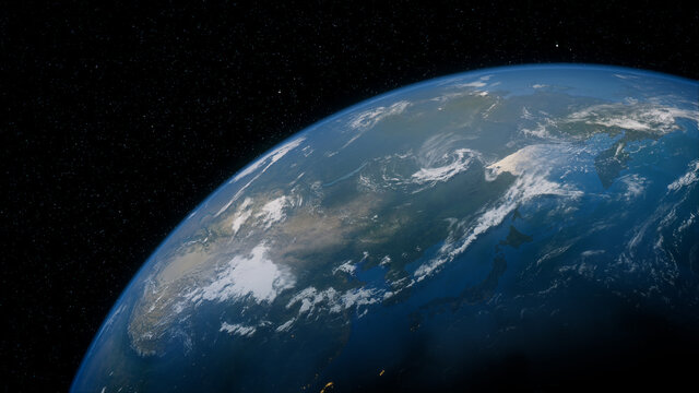 Earth in Space with views of Japan and Asia. Climate Concept.