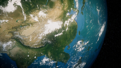 Earth in Space with views of China and Asia. Climate Concept.