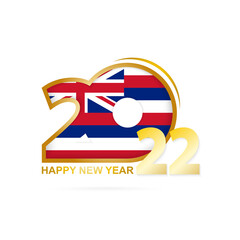 Year 2022 with Hawaii Flag pattern. Happy New Year Design.