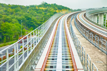 Obraz premium railway track for train with a background.