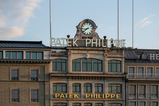 Geneva, Switzerland - june 19, 2021 : sign on the Patek Philippe building 