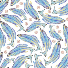 Fishes and Flowers Illustration Set Summer Printable Digital Graphic Download