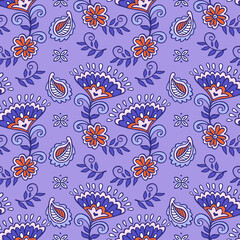 Seamless pattern with paisley ornament	