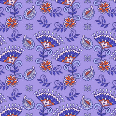 Seamless pattern with paisley ornament	