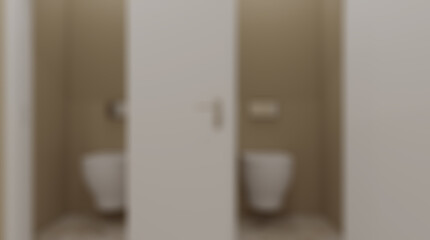 Unfocused, Blur phototography.  Wash basins in the public restroom. 3D rendering.