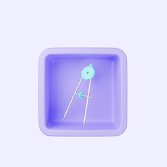 3d illustration of simple icon term stationery orleon on cube